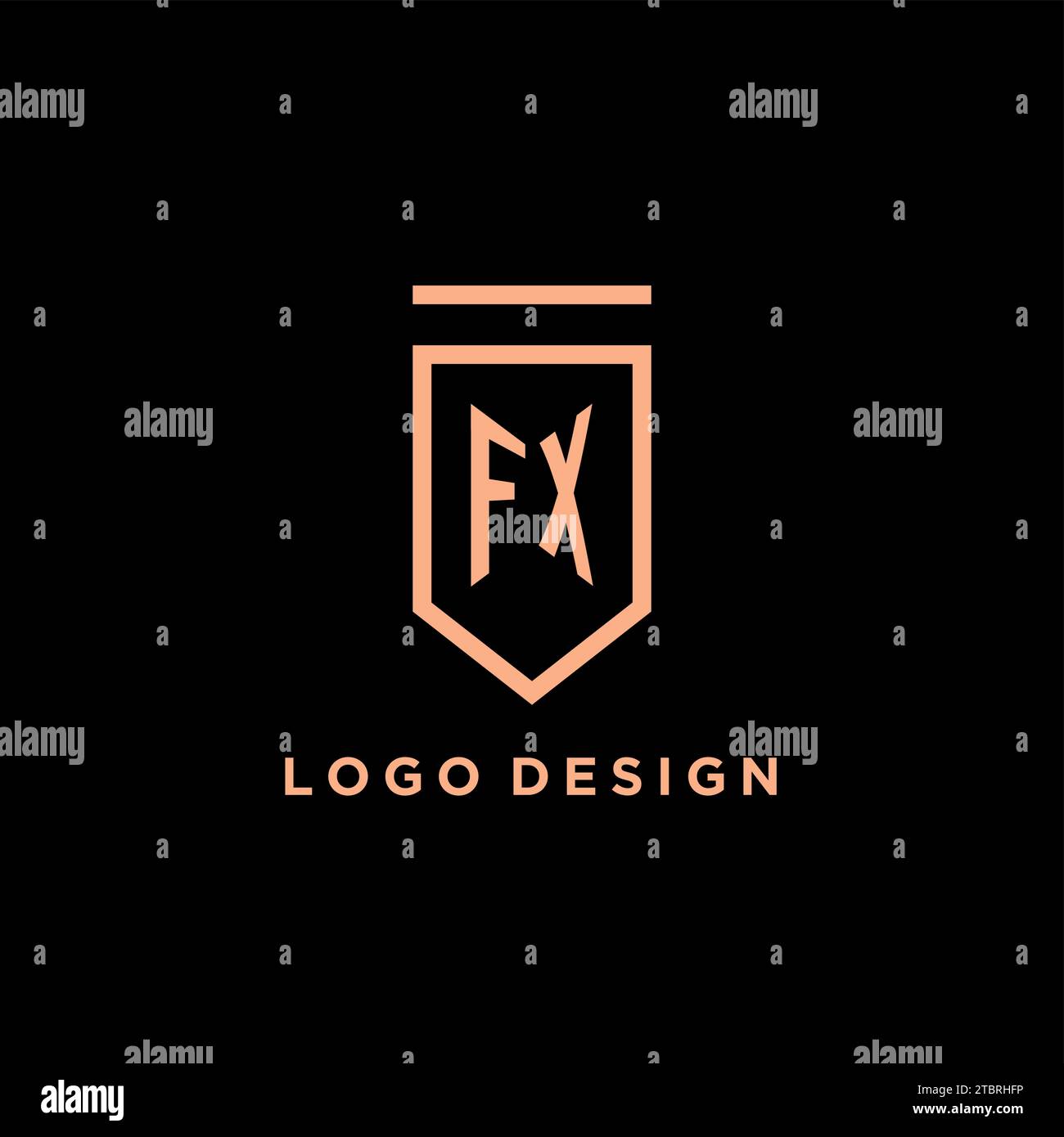 FX Monogramm Initial mit Schild Logo Symbol Vektorgrafik Stock Vektor