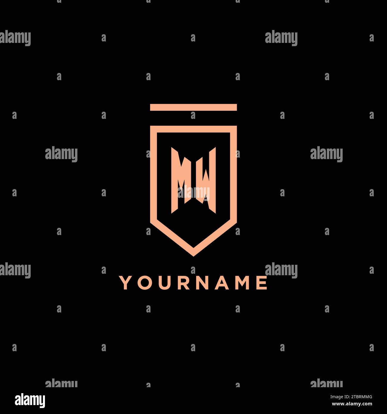 MW Monogramm Initial mit Schild Logo Symbol Vektorgrafik Stock Vektor