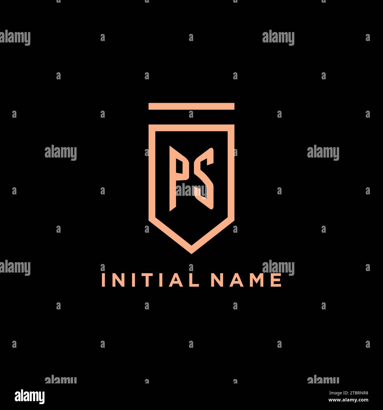 PS-Monogramm Initial mit Schildlogo-Symbol-Vektorgrafik Stock Vektor