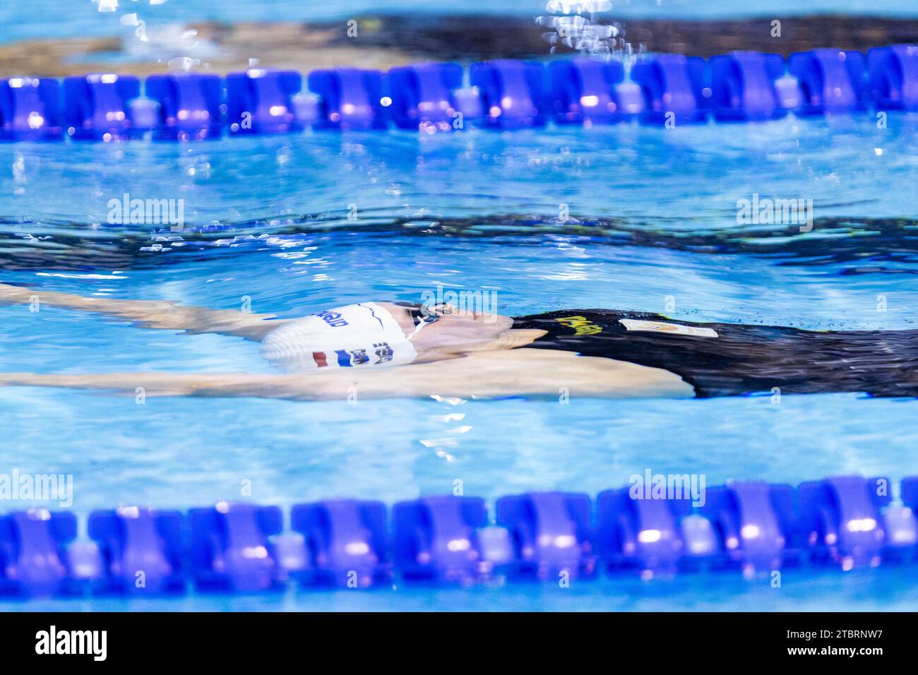 Giele Tessa aus den Niederlanden beim 50-m-Rückschlag-Finale der Frauen bei den LEN Kurzkurs-Europameisterschaften 2023 am 8. Dezember 2023 in Otopeni, Rumänien - Foto Mihnea Tatu/Lightspeed Images/DPPI Credit: DPPI Media/Alamy Live News Stockfoto