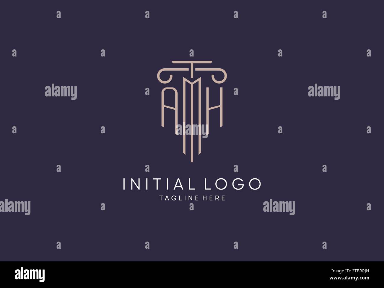 AH-Logo Initial-Säulendesign mit luxuriösem, modernem Stil Bestes Design für Designideen von Anwaltskanzleien Stock Vektor