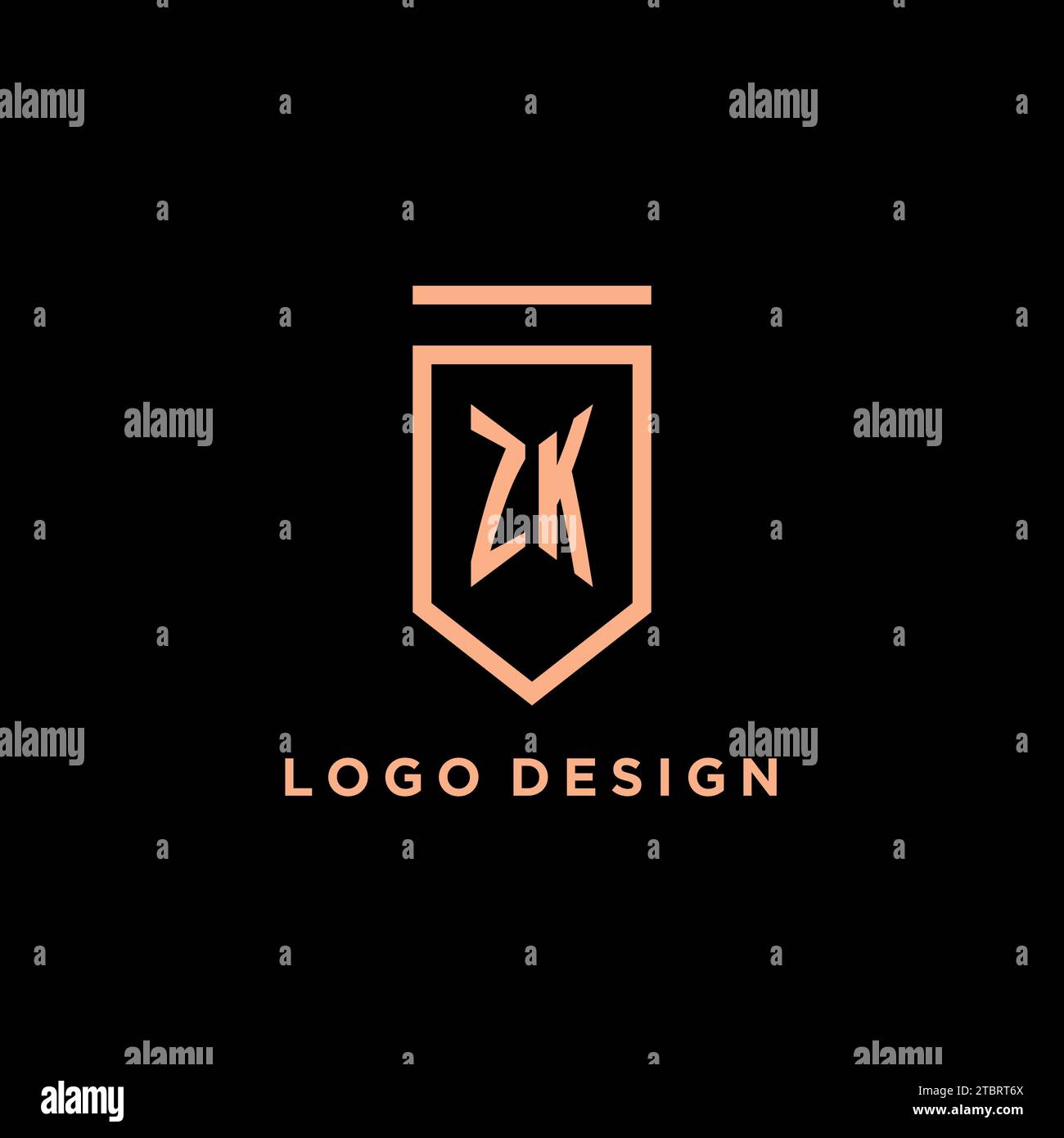 ZK Monogramm Initial mit Schild Logo Symbol Vektorgrafik Stock Vektor