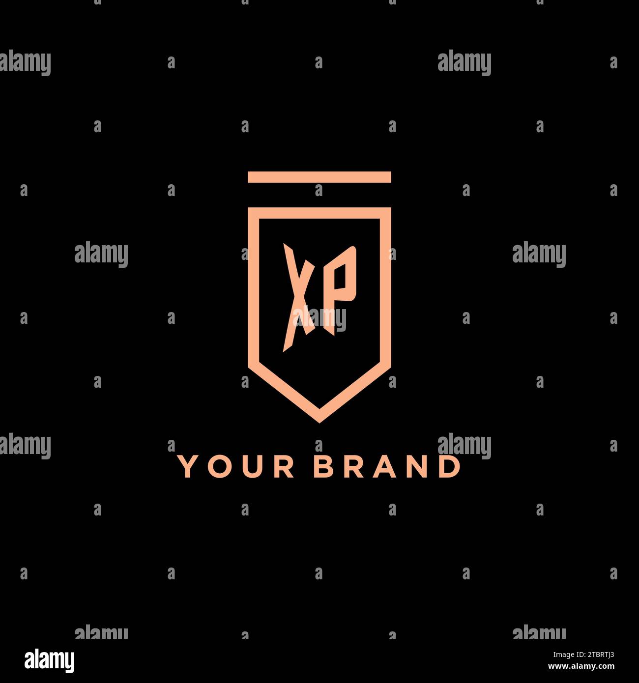 XP Monogramm Initial mit Schild Logo Symbol Vektorgrafik Stock Vektor