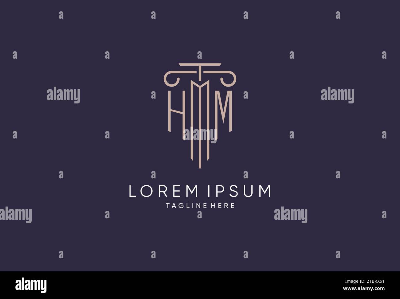 HM-Logo Initial-Säulendesign mit luxuriösem, modernem Stil Bestes Design für Designideen von Anwaltskanzleien Stock Vektor