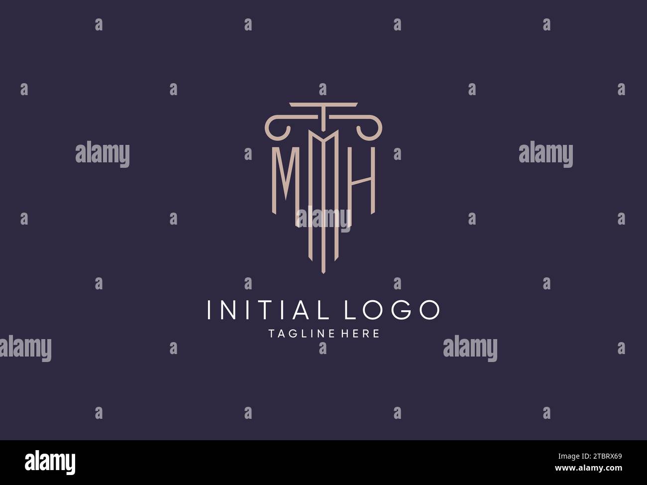 MH-Logo Initial-Säulendesign mit luxuriösem, modernem Stil Bestes Design für Designideen von Anwaltskanzleien Stock Vektor