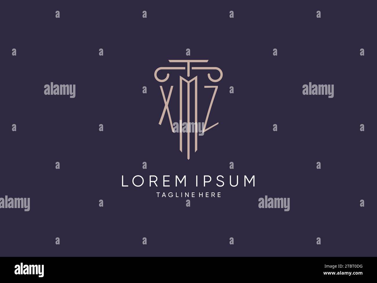 XZ-Logo Initial-Säulendesign mit luxuriösem, modernem Stil Bestes Design für Designideen von Anwaltskanzleien Stock Vektor