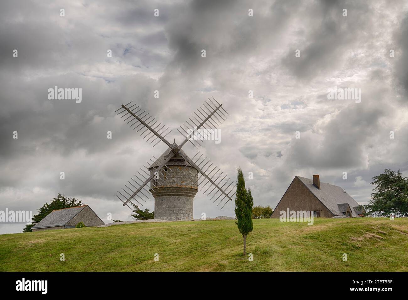 Windmühle Moulin du Diable, Guerande, Loire-Atlantique, Pays de la Loire, Bretagne, Frankreich Stockfoto