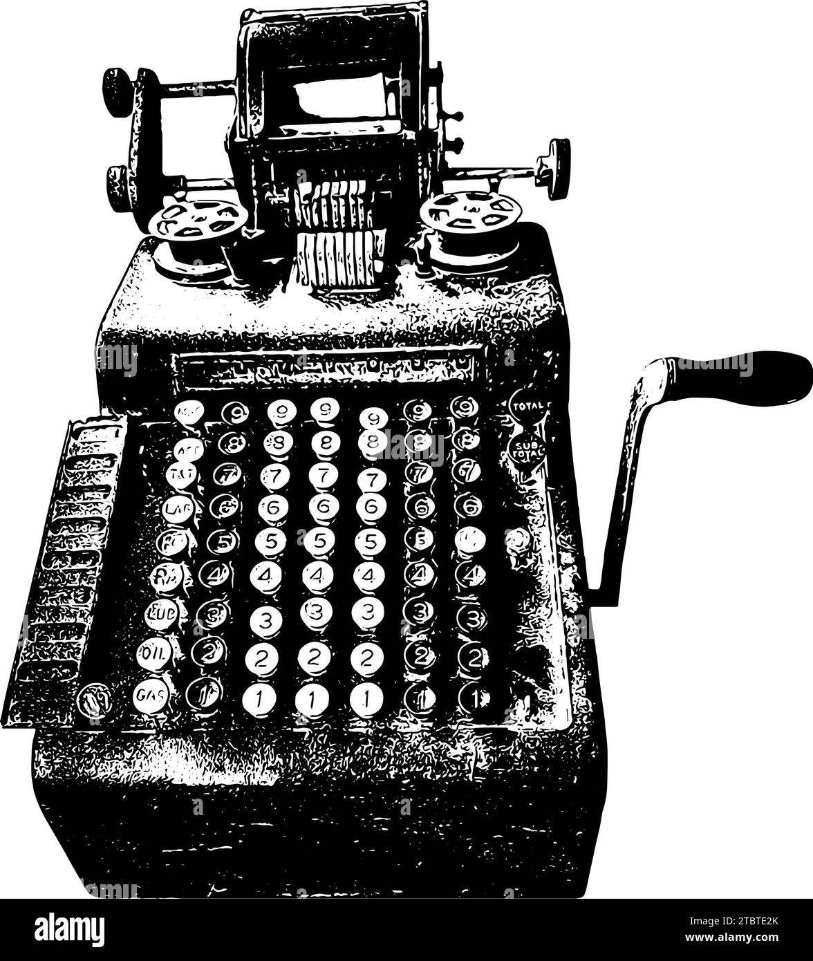 Vintage-Stil mit Maschinenskizze in schwarzer, isolierter Vektor-Illustration Stock Vektor