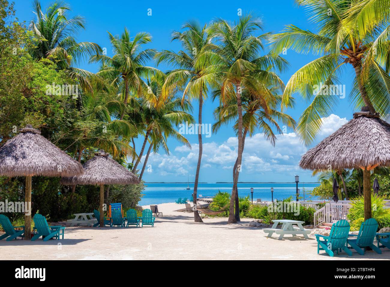 Wunderschöner Strand im tropischen Inselresort Key Largo. Florida Stockfoto