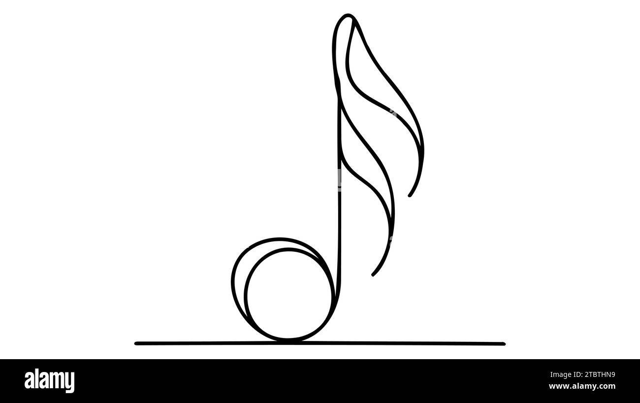 Durchgehende einzeilige Musiknote, Noten eine Zeile auf weißem Hintergrund. Stock Vektor
