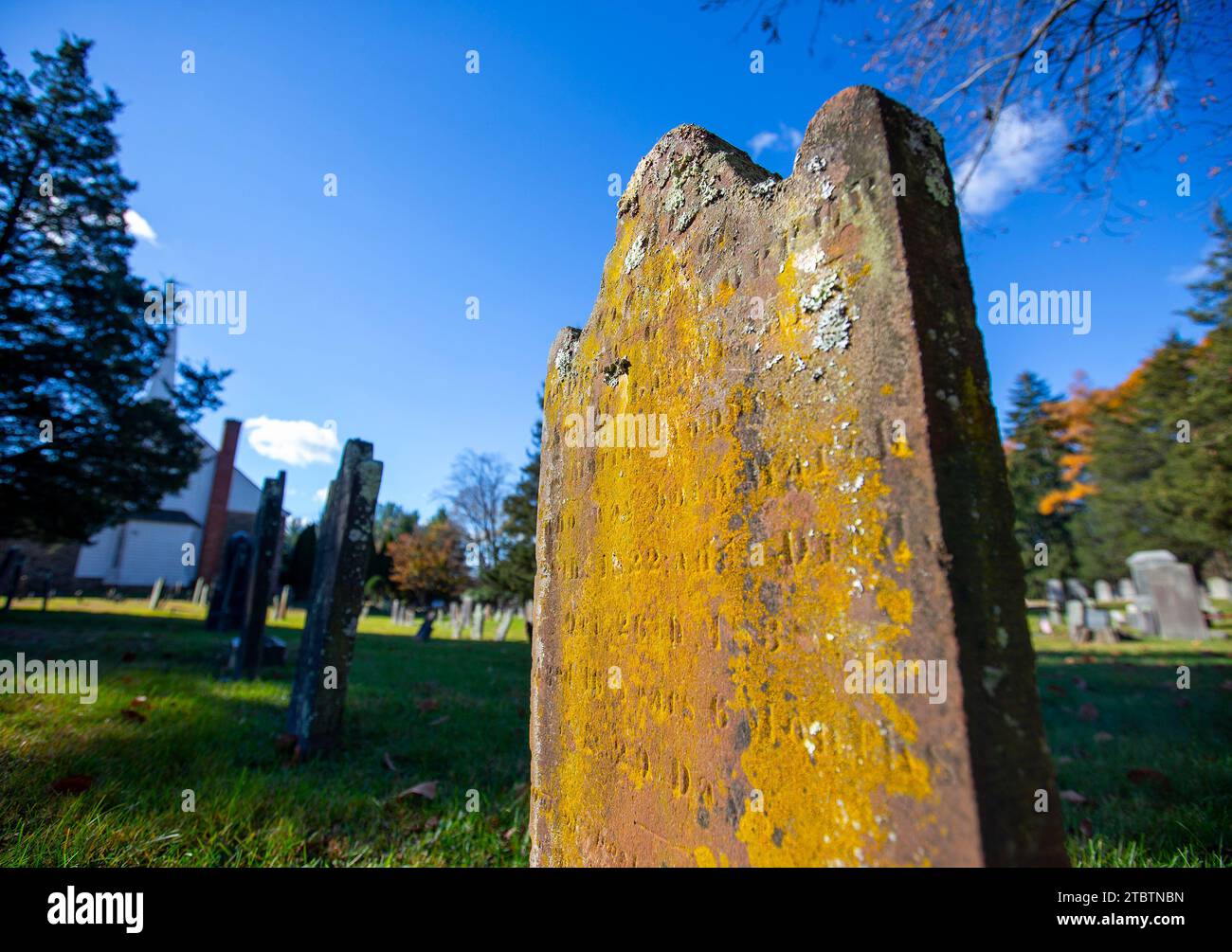 Ein Grabstein aus dem 19. Jahrhundert auf einem alten Friedhof Stockfoto