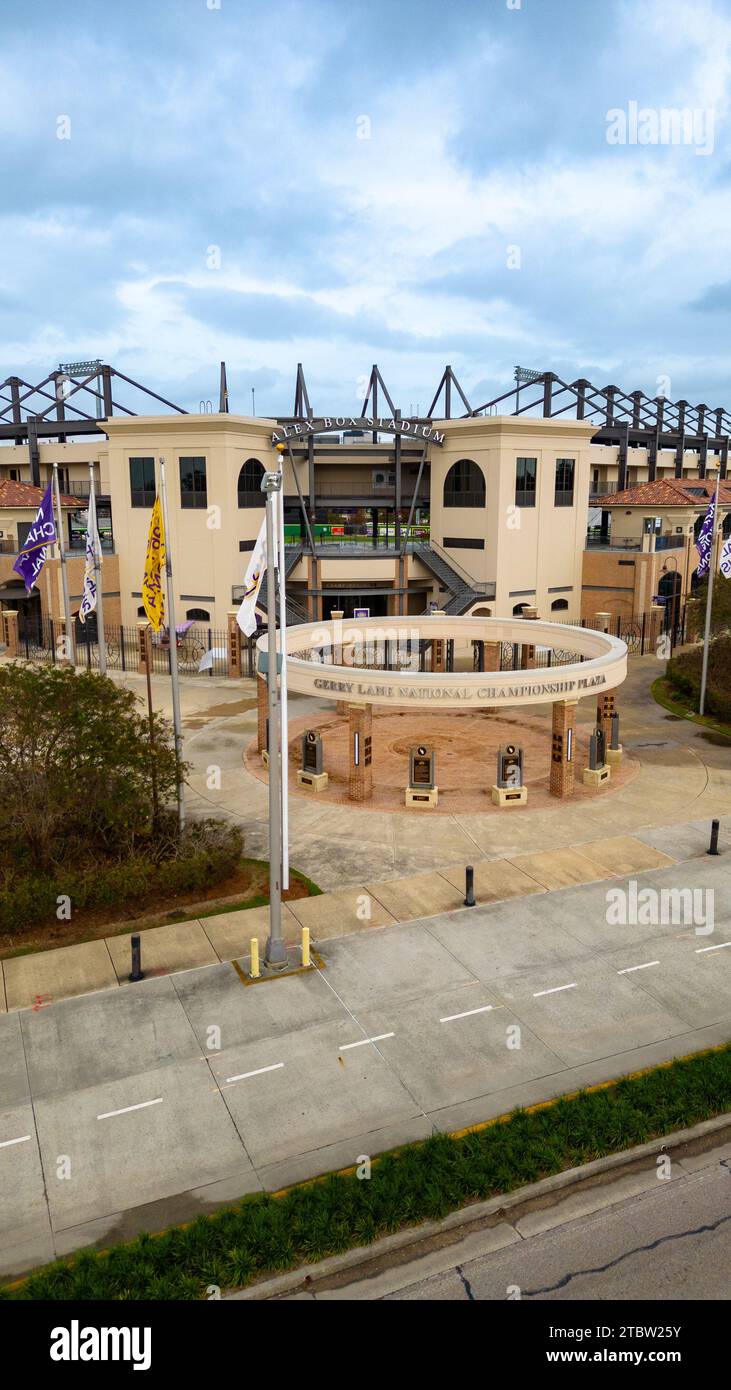 Baton Rouge, LA - 1. Dezember 2023: Alex Box Stadium und Championship Plaza sind Heimat des LSU Baseballs Stockfoto
