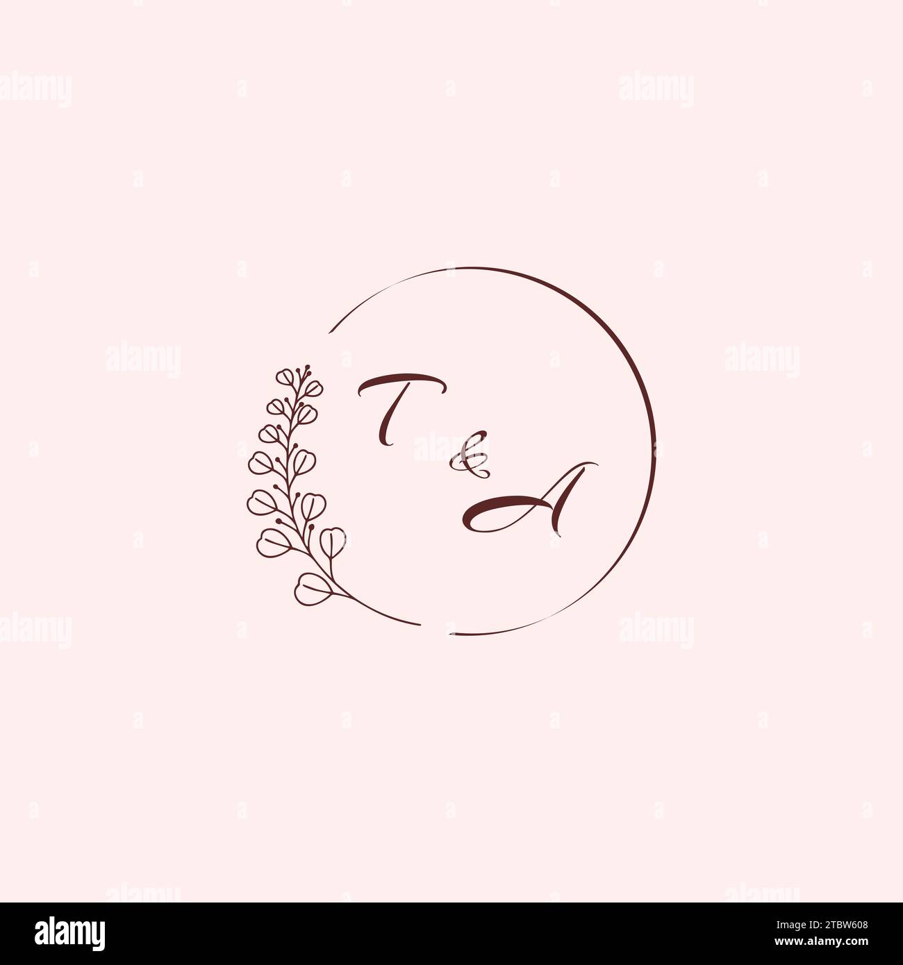 AT Wedding Logobuchstaben in hochwertigem, professionellem Design, das auf allen Druckmedien gut gedruckt werden kann Stock Vektor