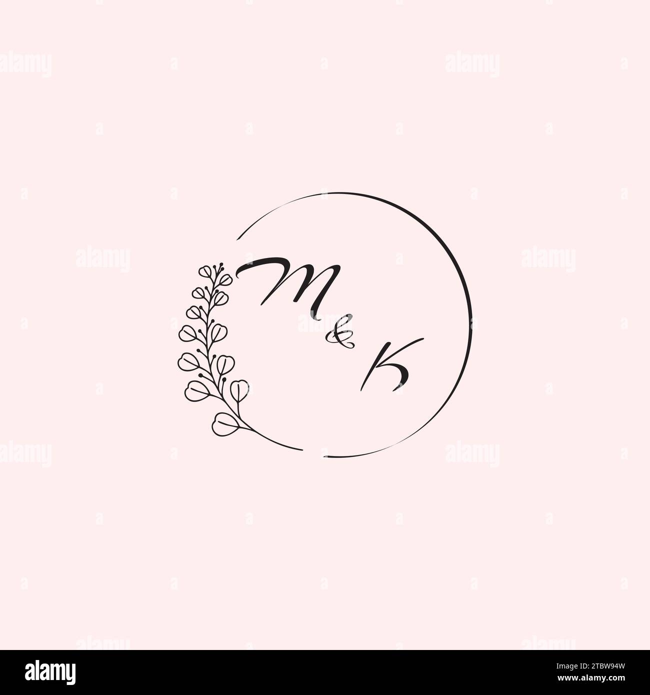 Die Buchstaben des KM Wedding Logos in hochwertigem, professionellem Design, das auf allen Druckmedien gut gedruckt wird Stock Vektor