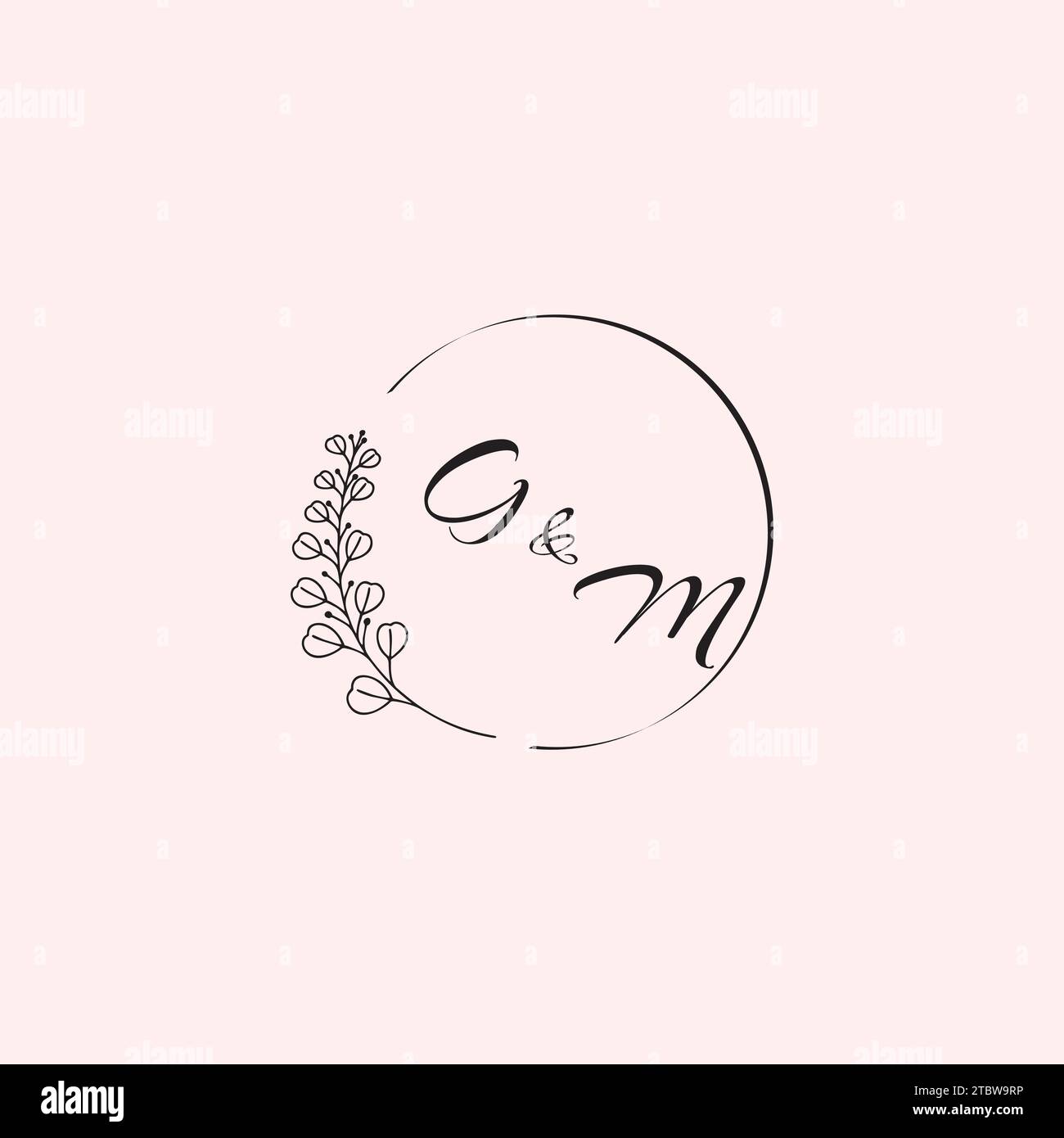 Die Buchstaben des MG Wedding Logos in hochwertigem, professionellem Design, das auf allen Printmedien gut gedruckt wird Stock Vektor