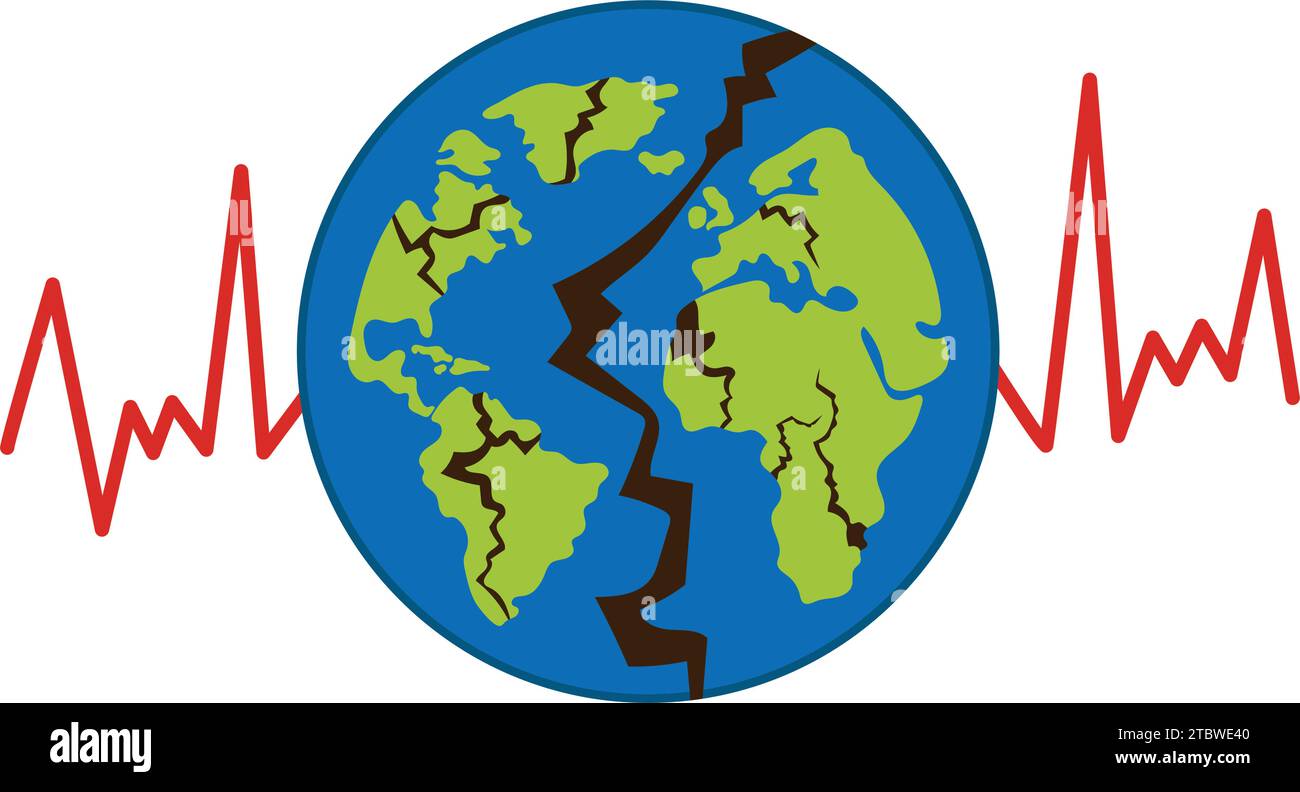 Erdbeben-Design mit zerstörtem Weltvektor isoliert Stock Vektor