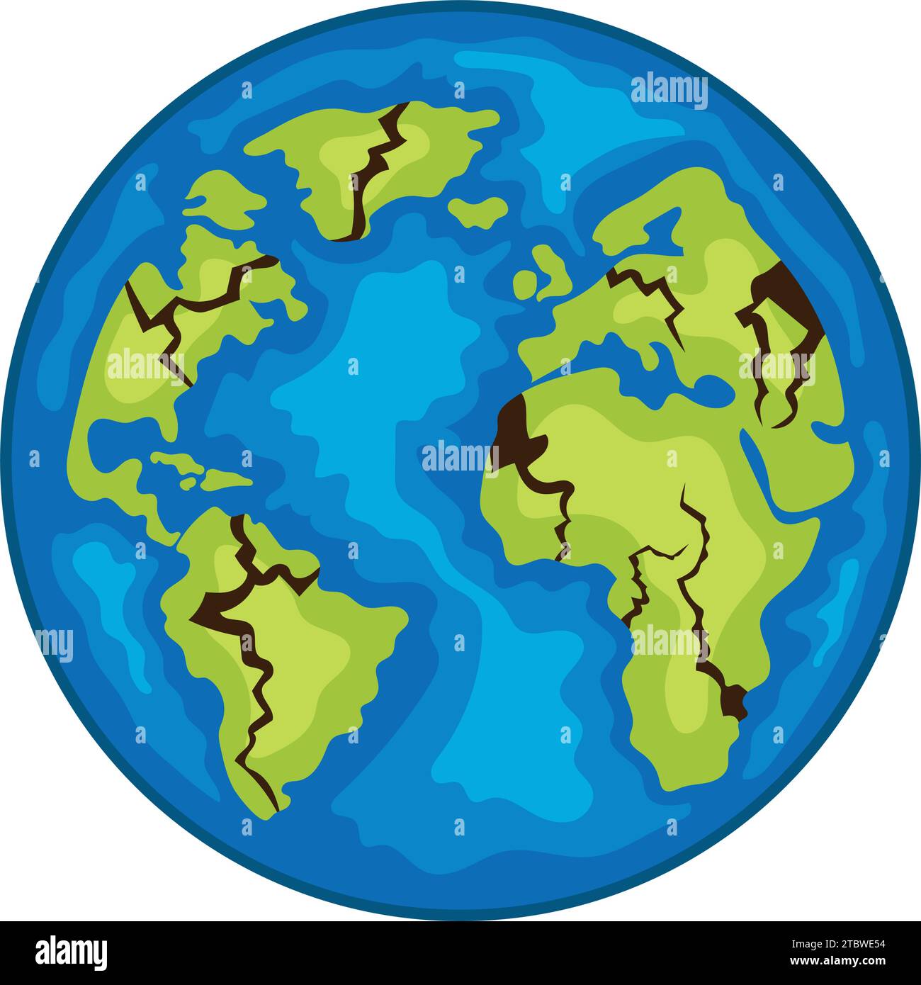 Erdbeben-Illustration mit zerstörtem Weltvektor isoliert Stock Vektor