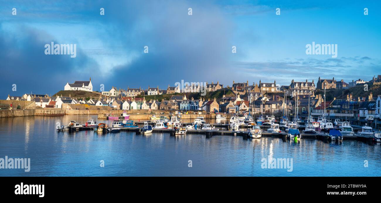 Findochty im November. Moray, Schottland. Panorama Stockfoto
