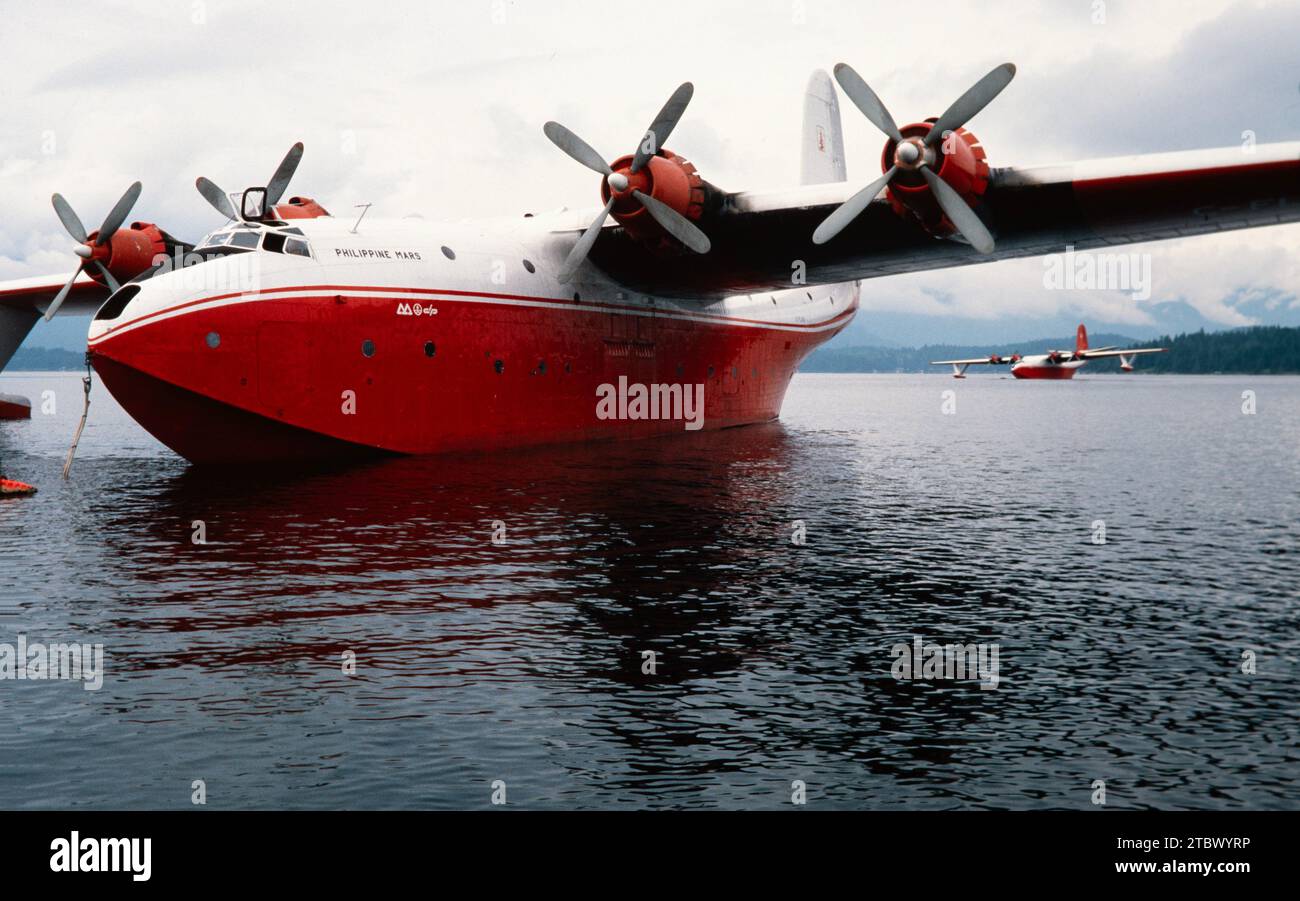 Martin JRM-3 Mars Flying Boat C-FLYK am Sproat Lake in British Columbia, Kanada, 1989. Stockfoto