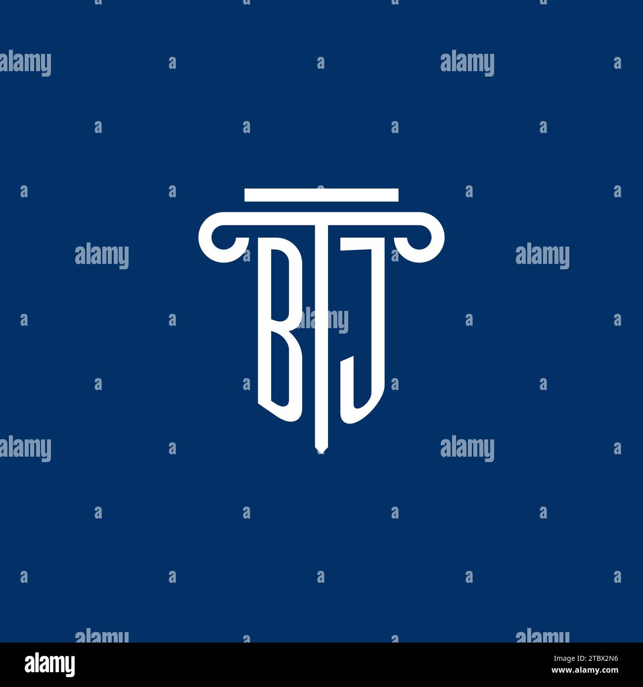 BJ Initial-Logo-Monogramm mit schlichtem Säulendesign Stock Vektor