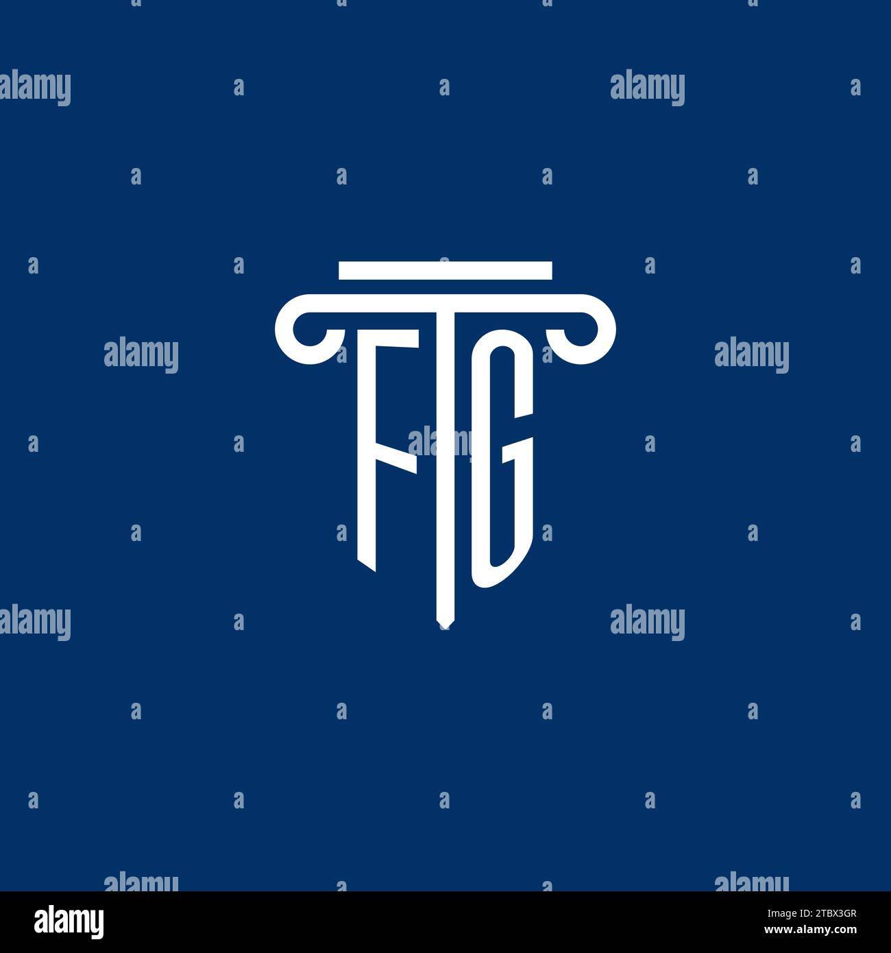 FG Initial-Logo-Monogramm mit schlichtem Säulendesign Stock Vektor
