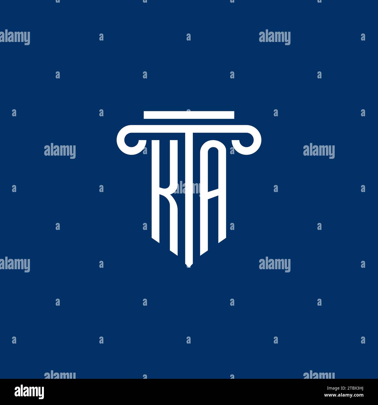 KA Initial-Logo-Monogramm mit schlichtem Säulen-Icon-Design Stock Vektor