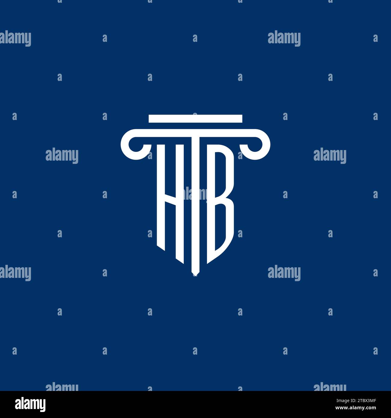 HB Initial-Logo-Monogramm mit schlichtem Säulendesign Stock Vektor