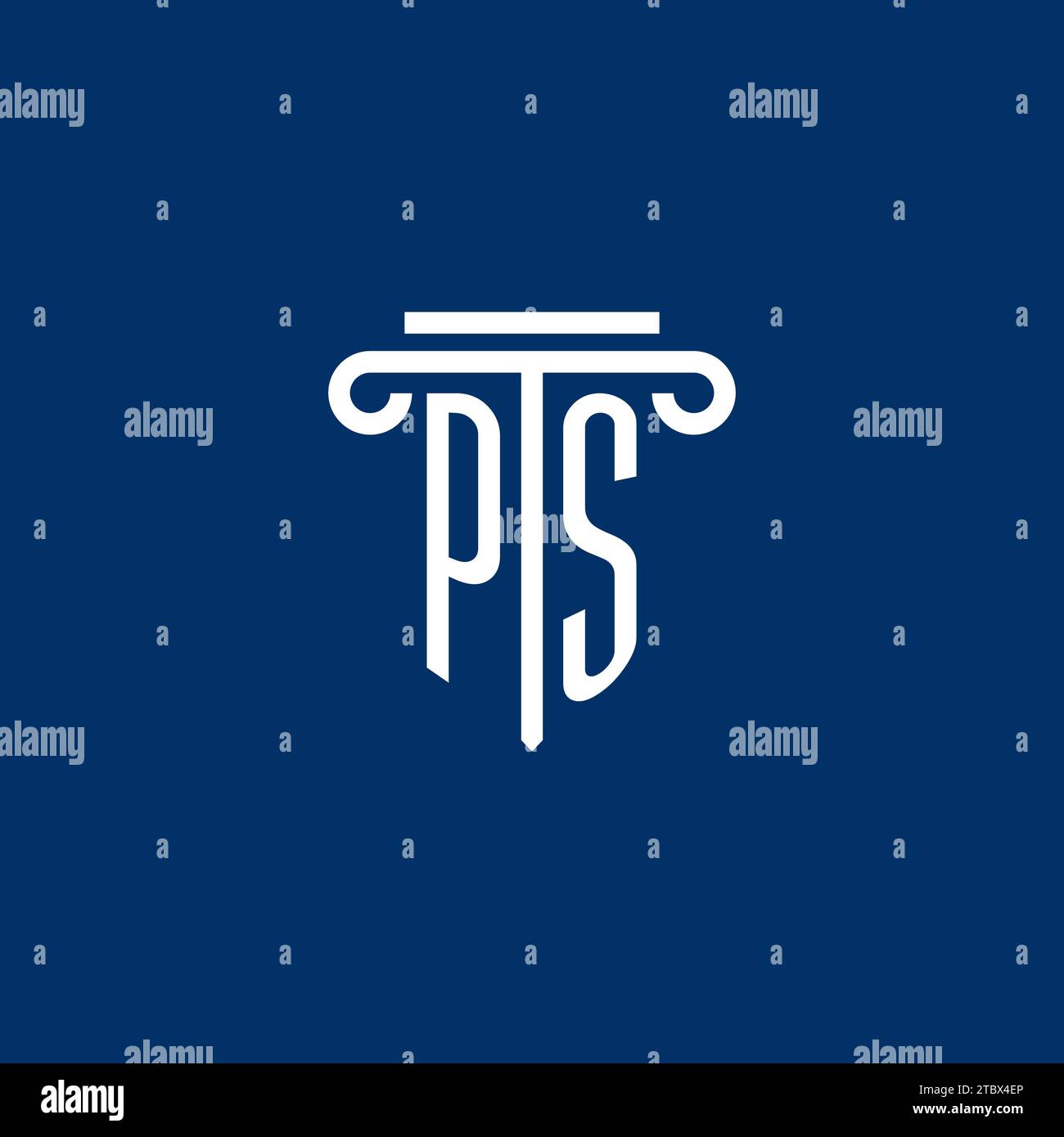 PS Initial-Logo-Monogramm mit schlichtem Säulendesign Stock Vektor