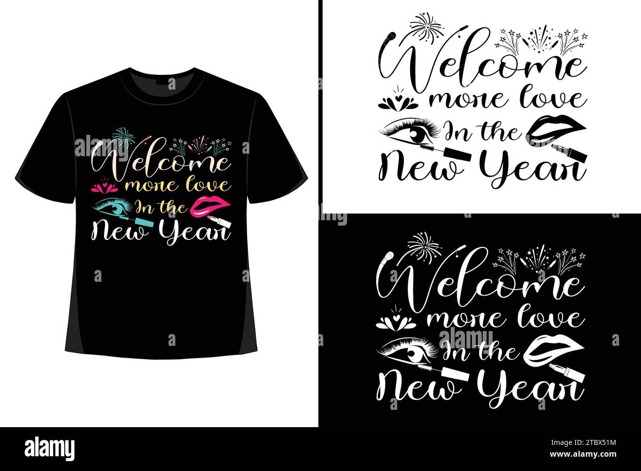 Happy New YearT-Shirt, Typografie Vektor, T-Shirt Design Vektor, Happy New Year 2024, New Year T-Shirt Design, New 2024 T-Shirt Design Stock Vektor