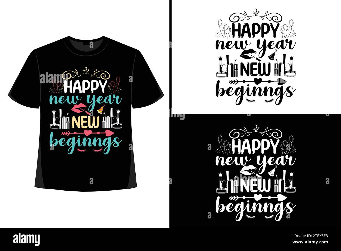 Happy New YearT-Shirt, Typografie Vektor, T-Shirt Design Vektor, Happy New Year 2024, New Year T-Shirt Design, New 2024 T-Shirt Design Stock Vektor