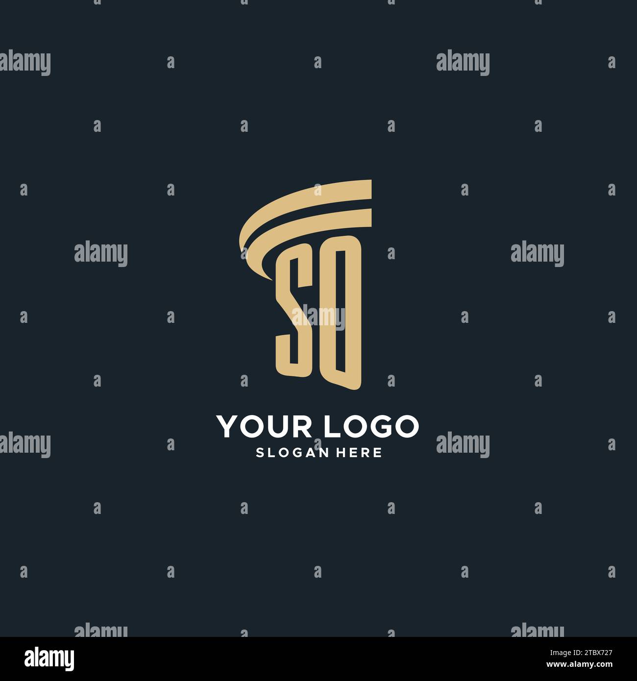 SO Monogramm mit Säulen-Icon-Design, Luxus und moderne Legal Logo Design Ideen Vektor-Grafik Stock Vektor