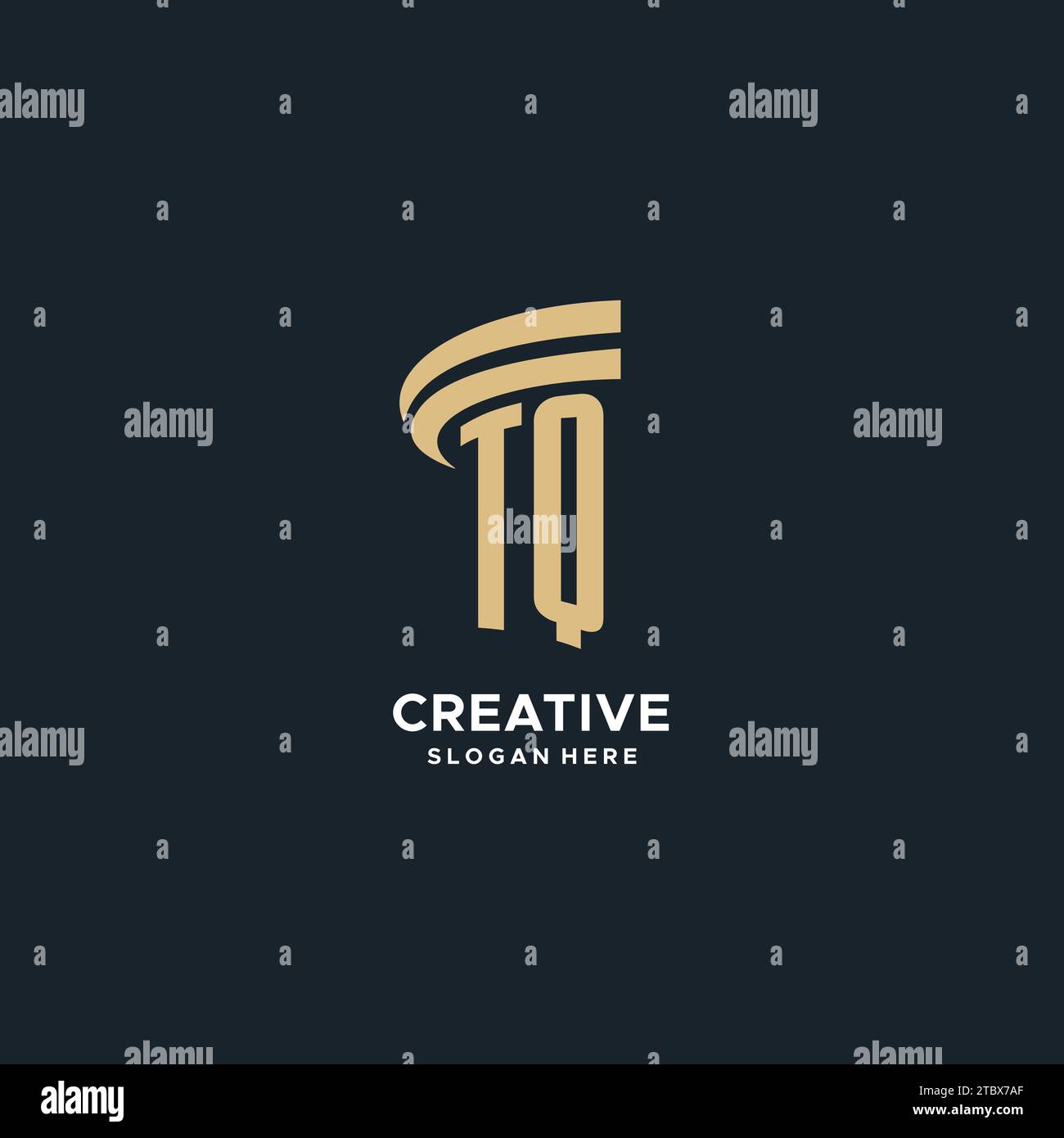 TQ-Monogramm mit Säulen-Symbol-Design, luxuriöse und moderne Legal-Logo-Design-Ideen Vektorgrafik Stock Vektor