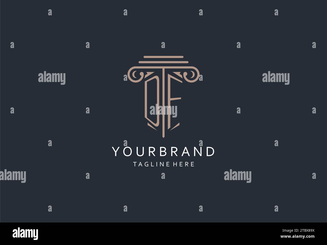DF-Monogramm-Logo mit säulenförmigem Symbol, luxuriösem und elegantem Design-Logo für Initial-Style-Logodesign der Anwaltskanzlei Stock Vektor
