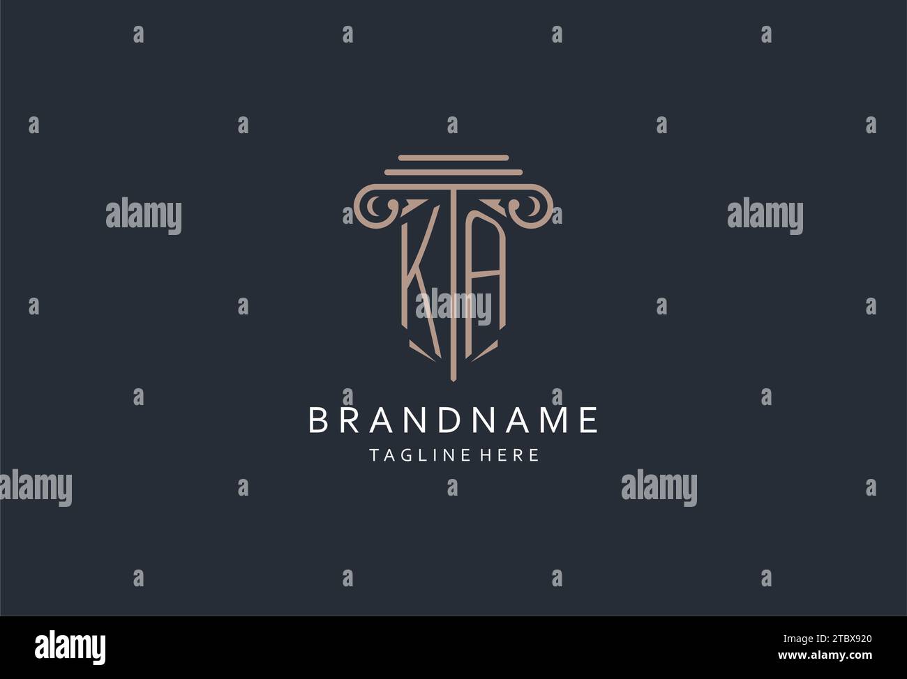KA-Monogramm-Logo mit säulenförmiger Ikone, luxuriösem und elegantem Design-Logo für Anwaltskanzleien-Design Stock Vektor