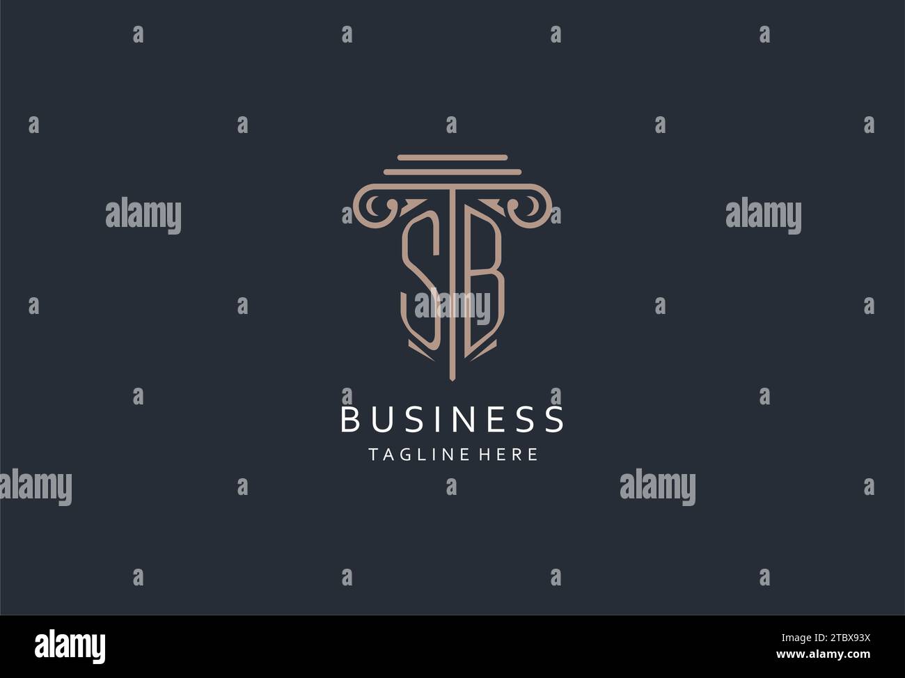 SB-Monogramm-Logo mit säulenförmigem Symbol, luxuriösem und elegantem Design-Logo für Initial-Style-Logodesign der Anwaltskanzlei Stock Vektor