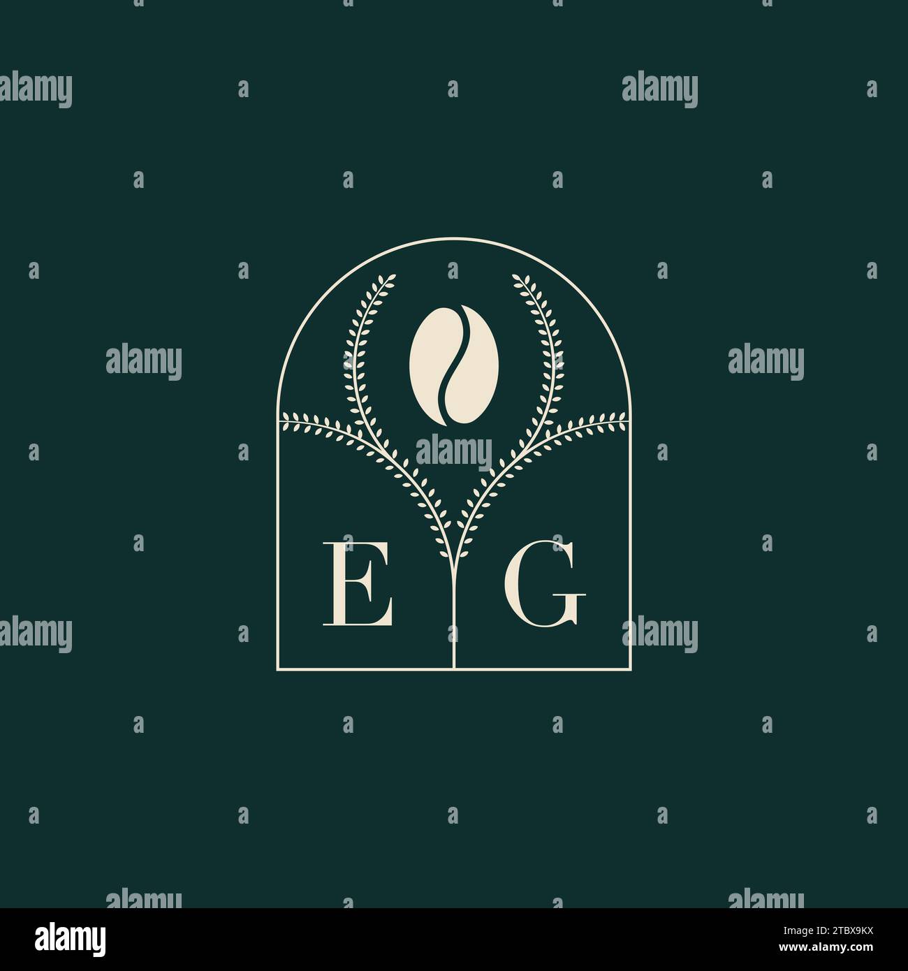 BEISPIEL: Einzigartige und einfache Kombination aus Buchstaben und Kaffeebohne mit Logo Stock Vektor