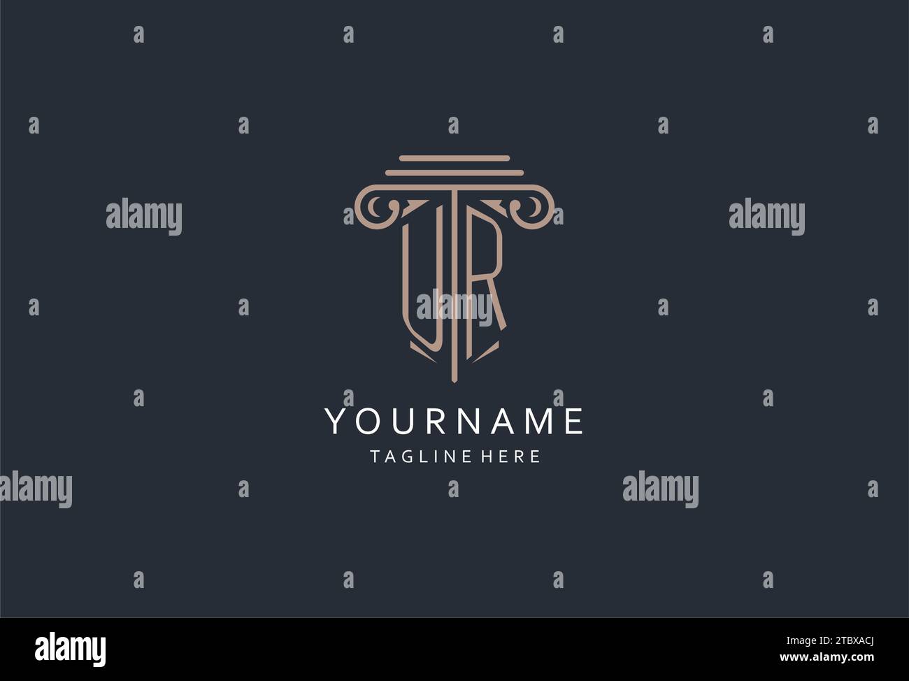 UR-Monogramm-Logo mit säulenförmiger Ikone, luxuriösem und elegantem Design-Logo für Anwaltskanzleien-Design Stock Vektor