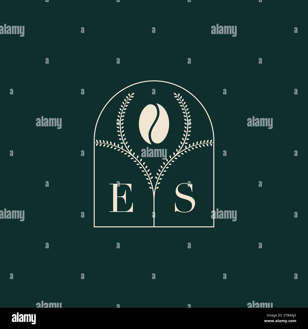Es einzigartige und einfache Kombination aus Buchstaben und Kaffeebohne mit Logo Stock Vektor