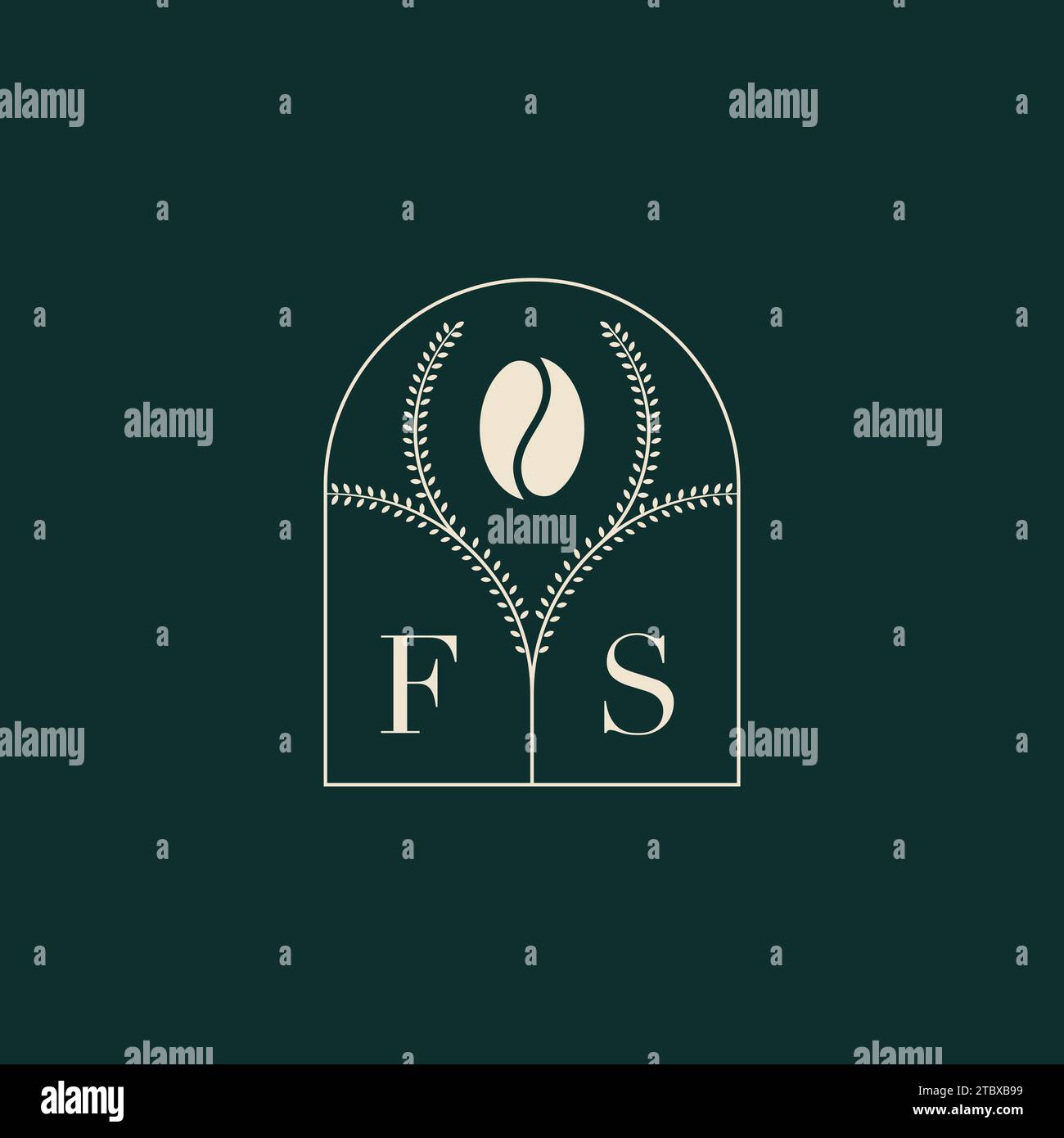 FS einzigartiges und einfaches Logo-Design mit Buchstaben und Kaffeebohne Stock Vektor