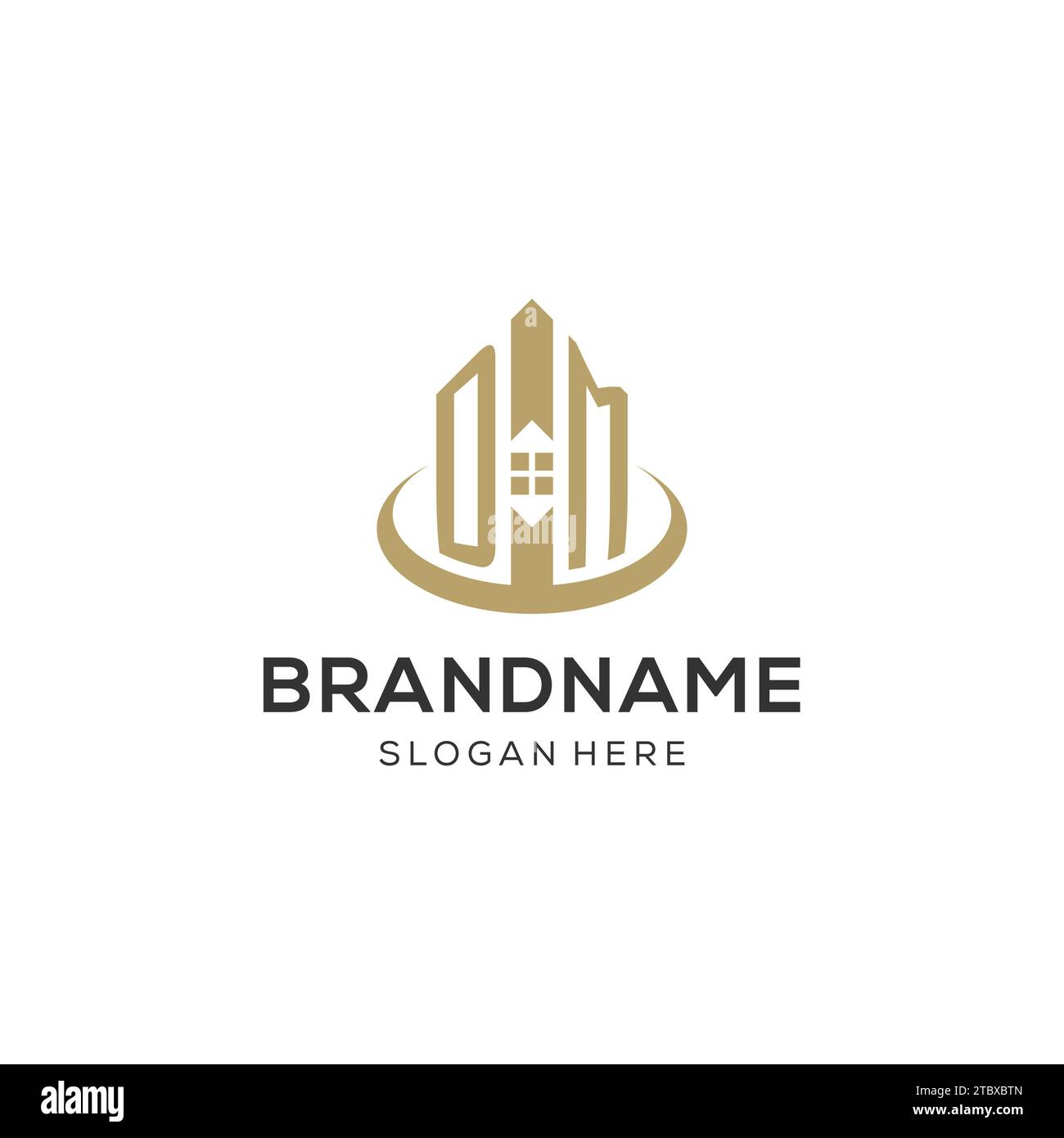 Erstes DM-Logo mit kreativem Haus-Symbol, modernes und professionelles Immobilienlogo Design Vektorgrafik Stock Vektor