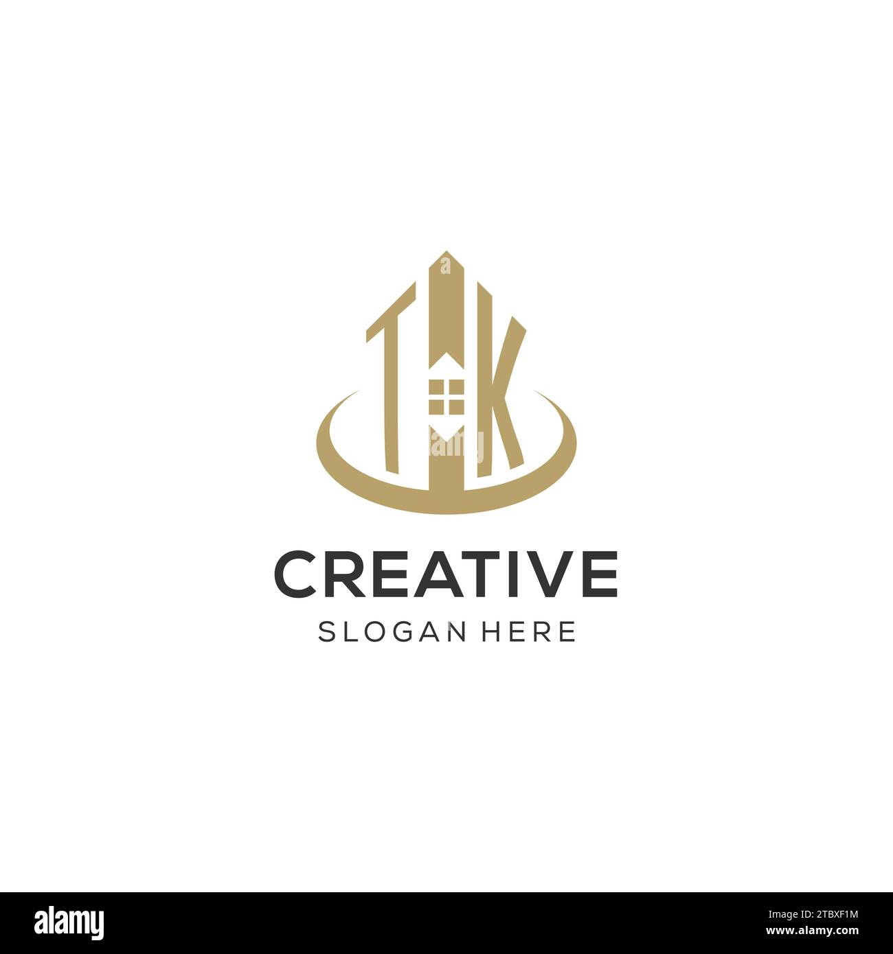 Erstes TK-Logo mit kreativem Haus-Symbol, modernes und professionelles Immobilienlogo Design Vektorgrafik Stock Vektor