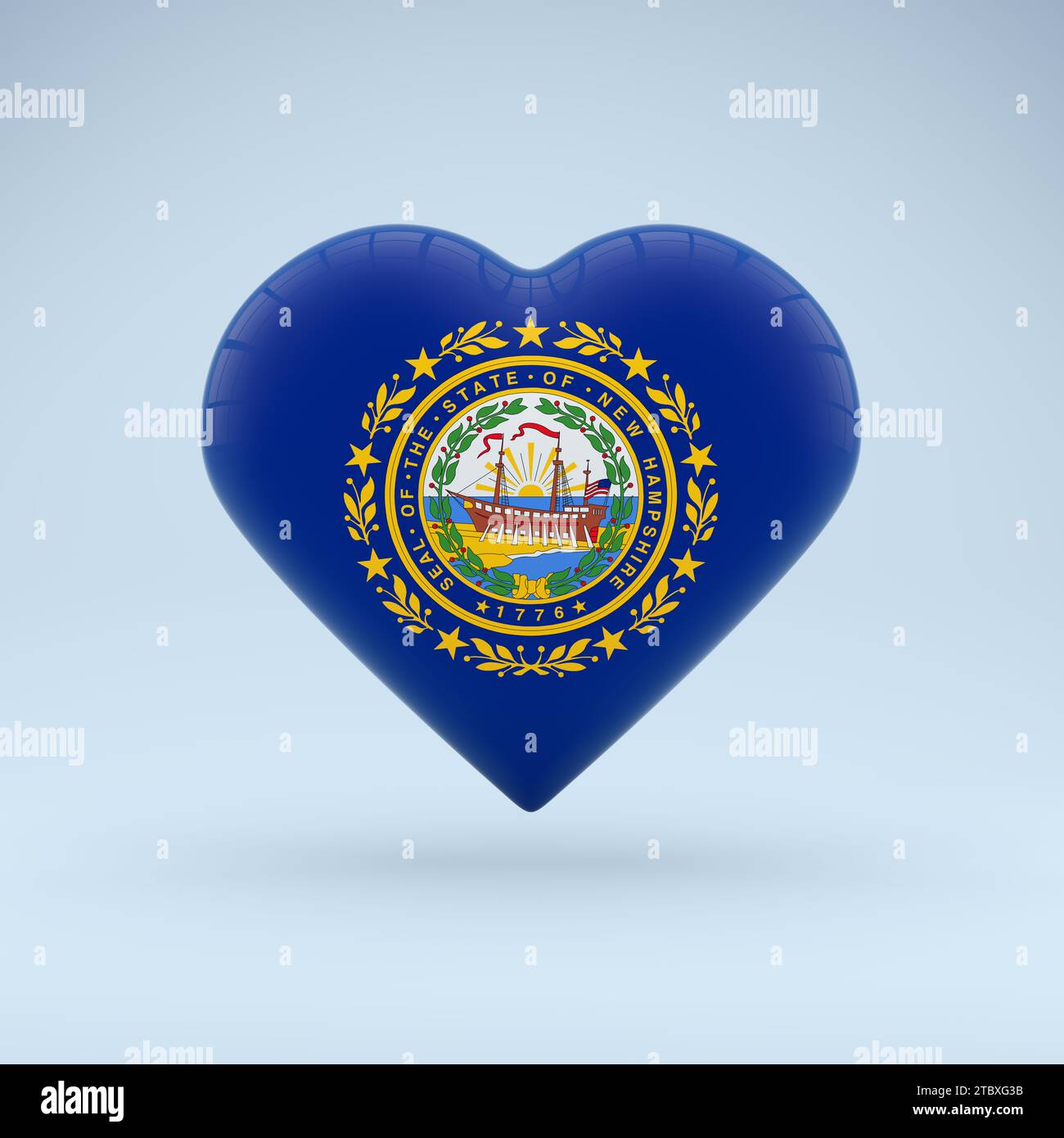 Liebe das Symbol des Bundesstaates New Hampshire. Symbol für Herzfahne. Stockfoto