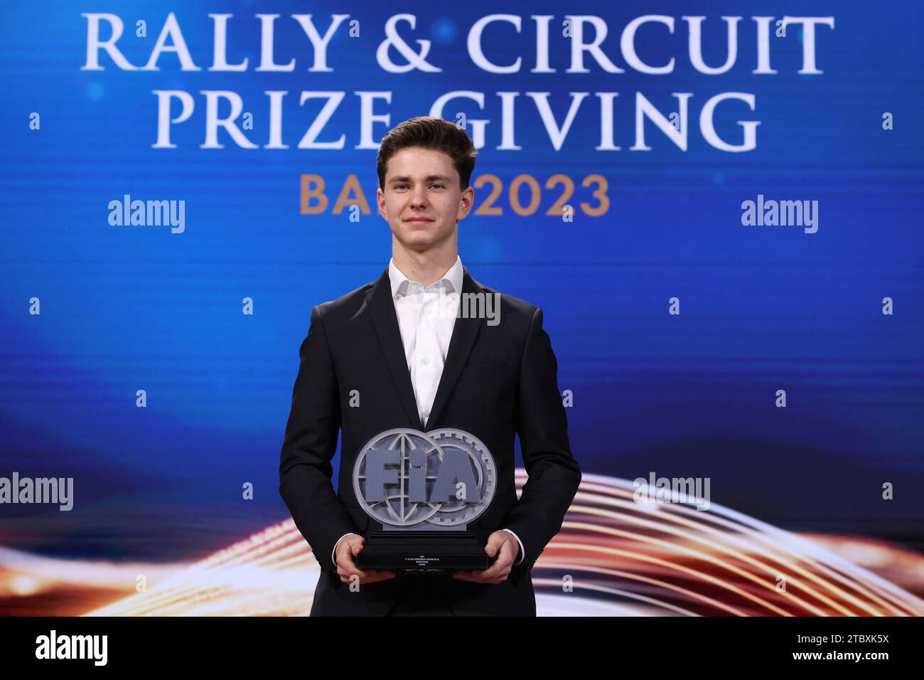 SZTUKA Kacper, Formel-4-Meisterschaft zertifiziert durch FIA - F4 Italien, Porträt während der Preisverleihung der FIA Rally & Circuit 2023 in Baky am 9. Dezember 2023 im Baku Convention Center in Baku, Aserbaidschan - Foto Grégory Lenormand/DPPI Credit: DPPI Media/Alamy Live News Stockfoto