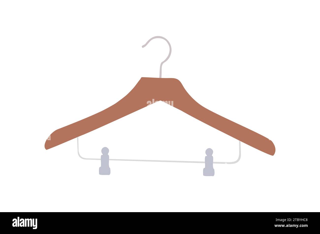 Leerer hölzerner Kleiderbügel Vektor auf weiß. Stock Vektor