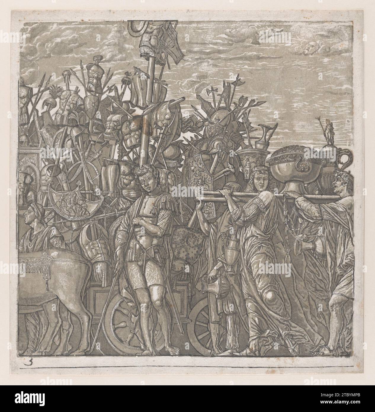 Blatt 3: Trophäen des Krieges, aus „der Triumph von Julius Cäsar“ 1922 von Andrea Andreani Stockfoto