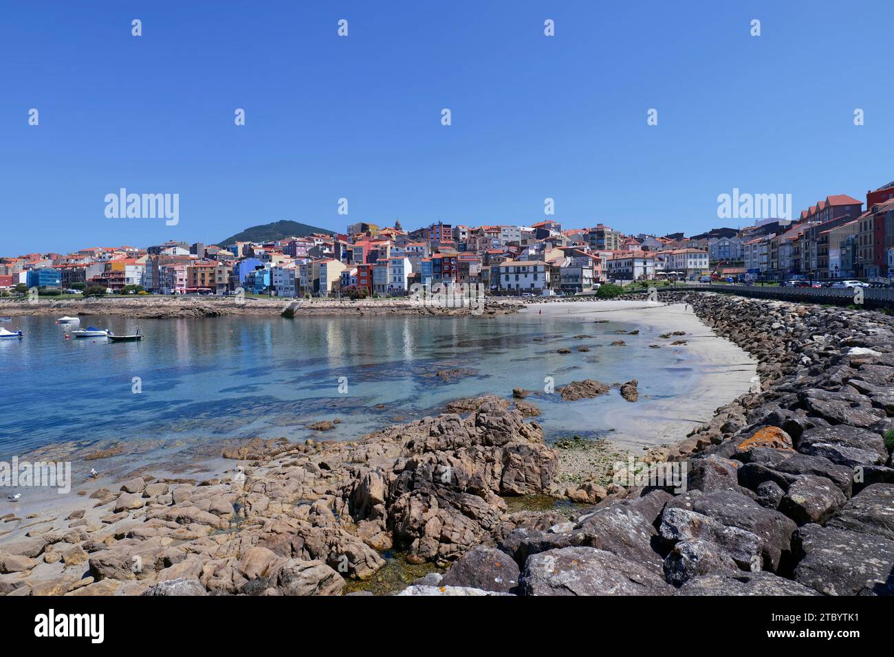 Der Hafenstrand in der Fischerstadt A Guarda, Galicien, Nordwesten Spaniens, Europa Stockfoto