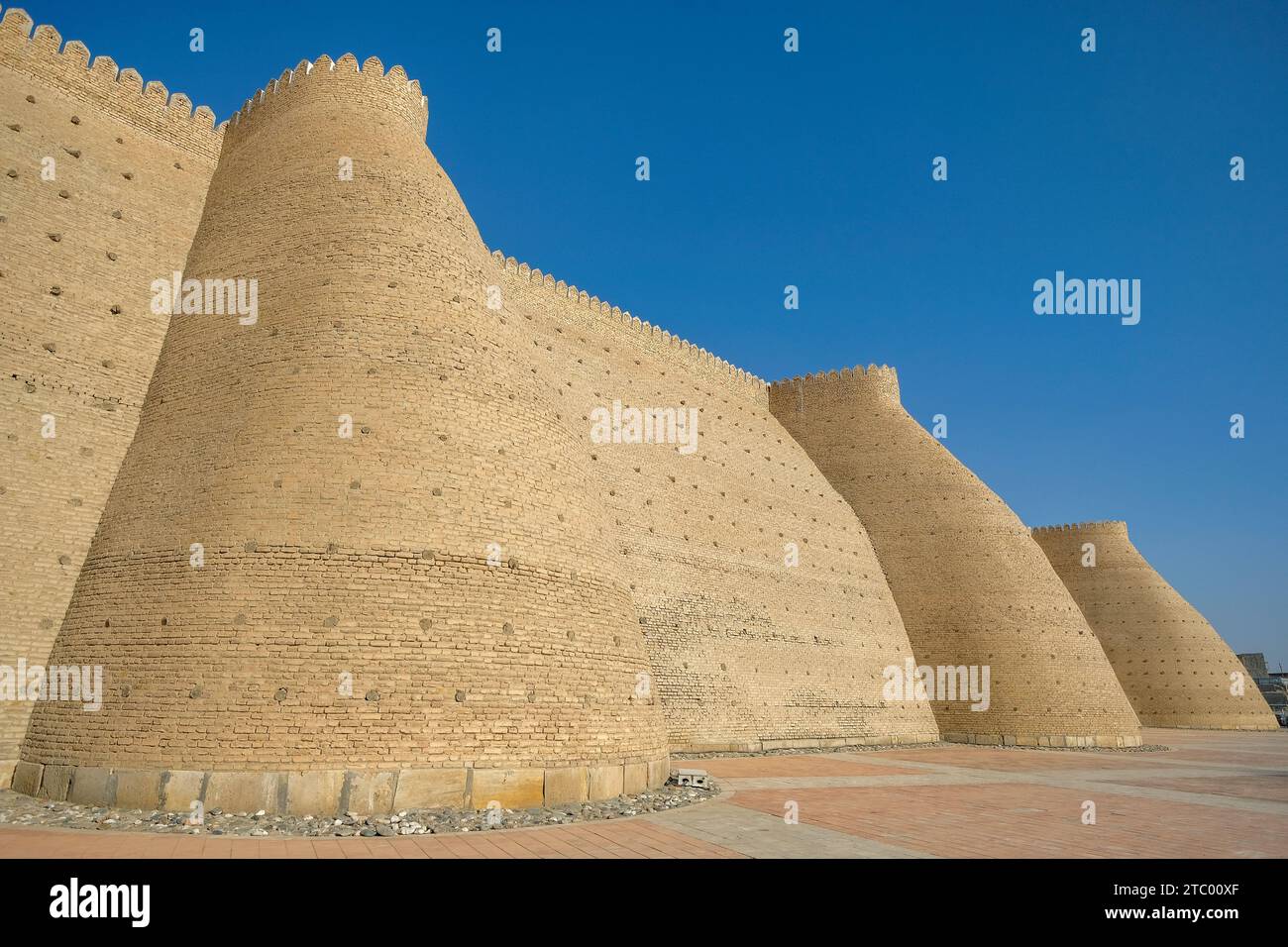 Detail der Mauer der Arche Buchara in Usbekistan. Stockfoto