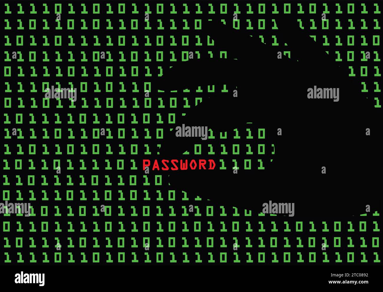 Abbildung: Passwort gestohlen durch Hacker Stock Vektor