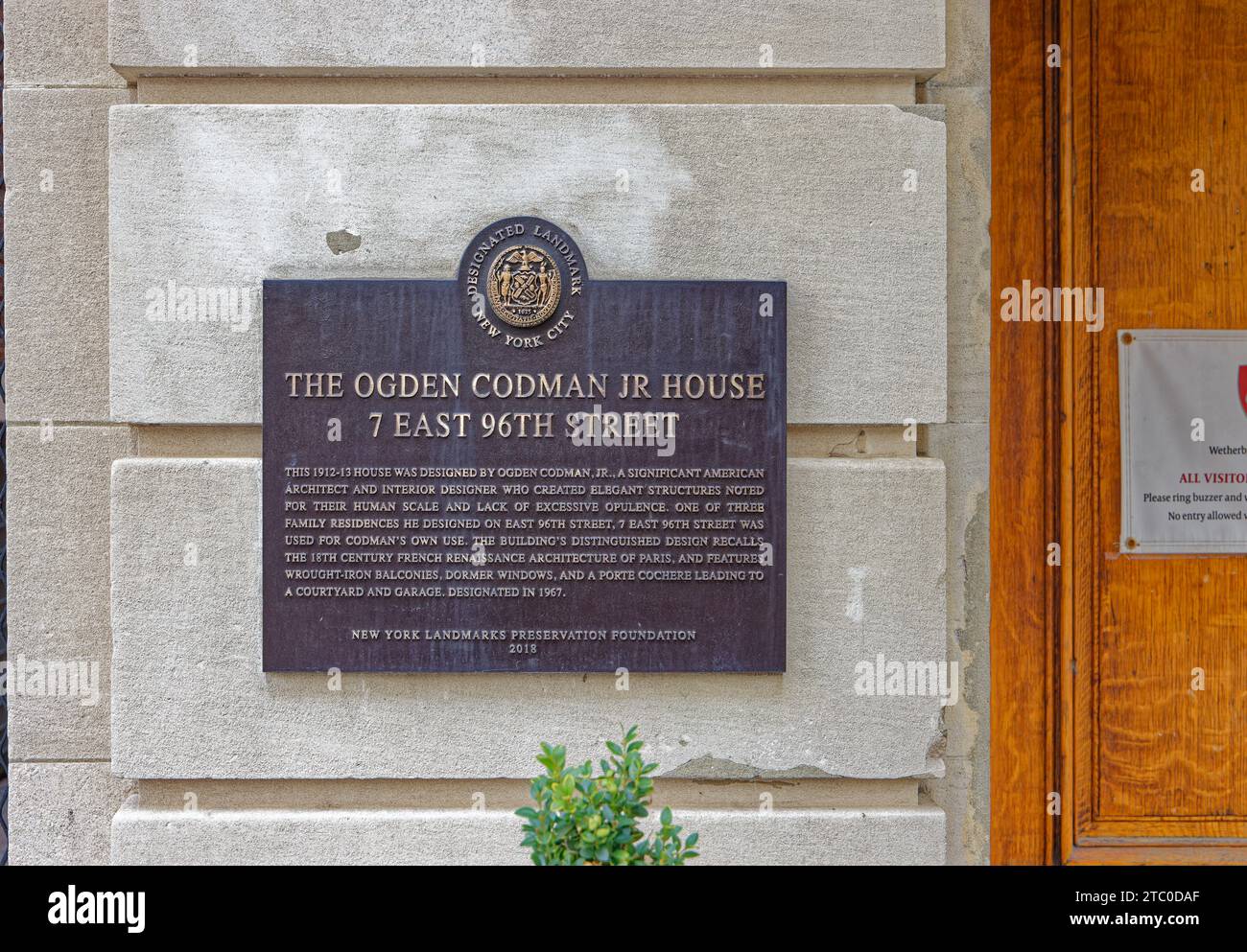 Die Wetherby-Pembridge School befindet sich im Ogden Codman House in der 7 East 96th Street in Manhattans Upper East Side. Stockfoto