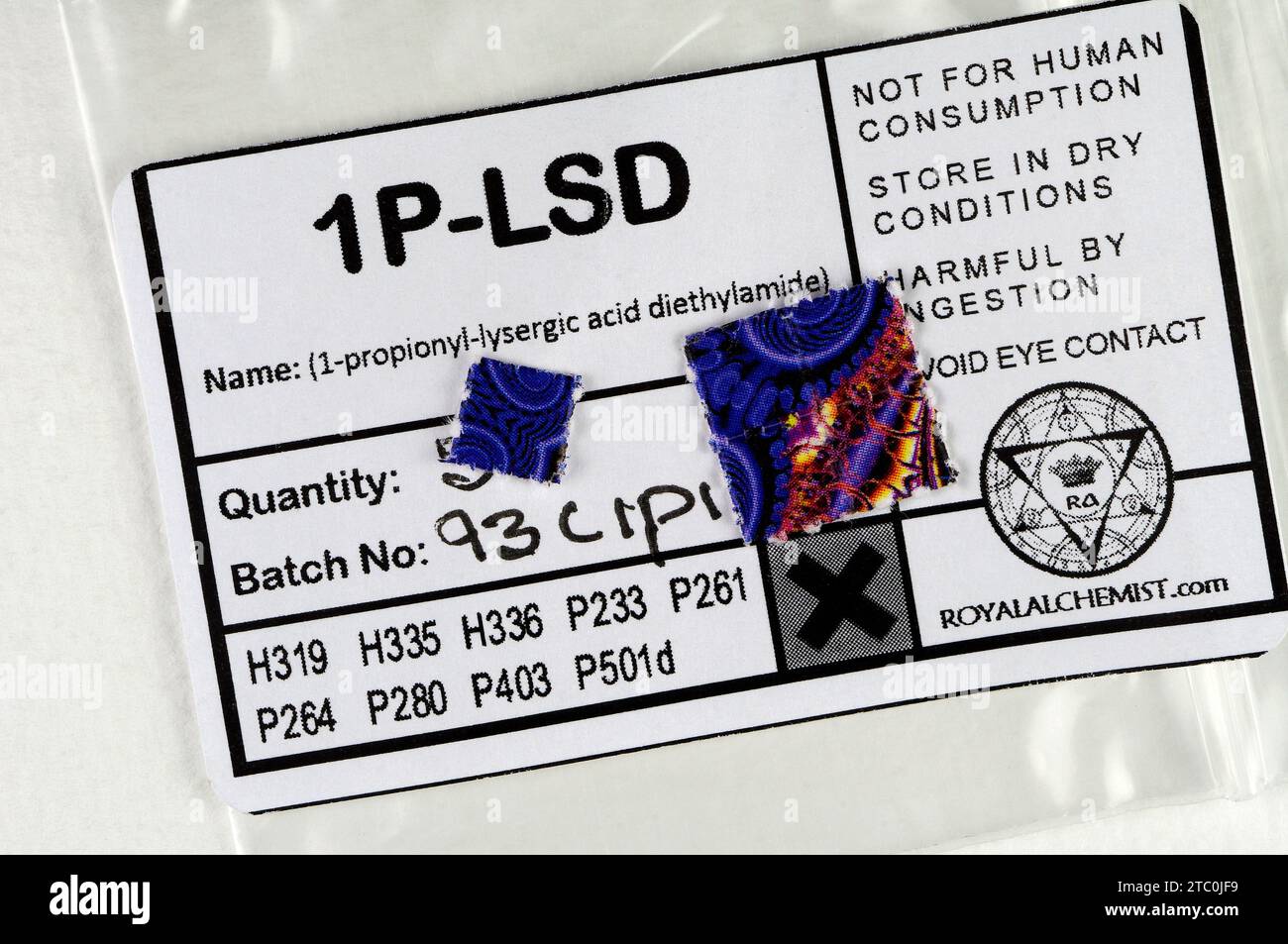 1P-LSD [1-Propanoyl-lysergsäurediethylamid] - LSD-Analogon - BLOTTER Stockfoto